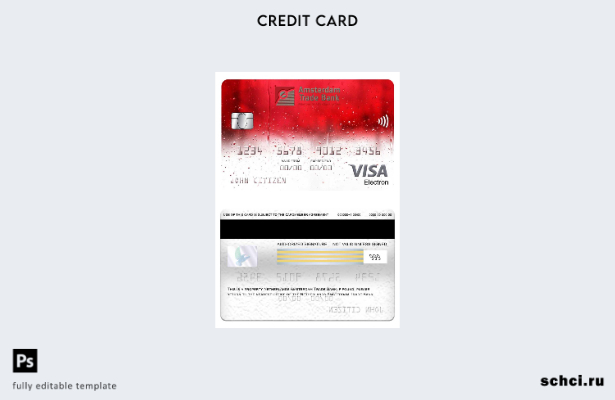цифровая загрузка шаблона электронной карты Visa в Нидерландах, Амстердамском то